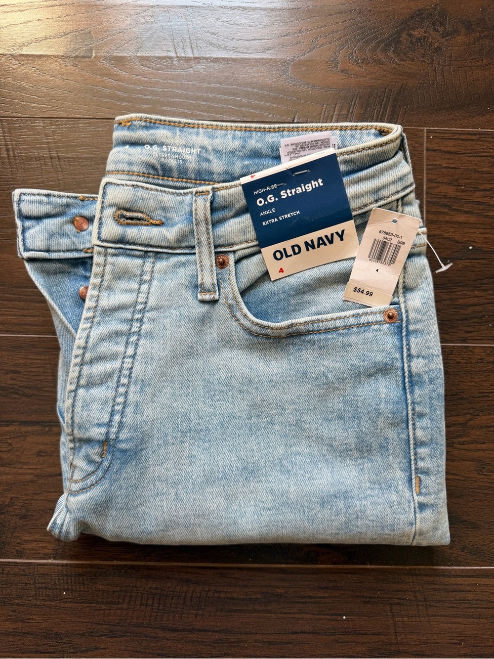 NWT Old Navy High-Waisted OG Straight Ankle Jeans Light Wash Distressed - Picture 4 of 4